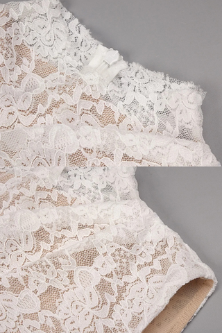 Sleeveless High Neck Lace & Draped Satin Rosette Long Dress