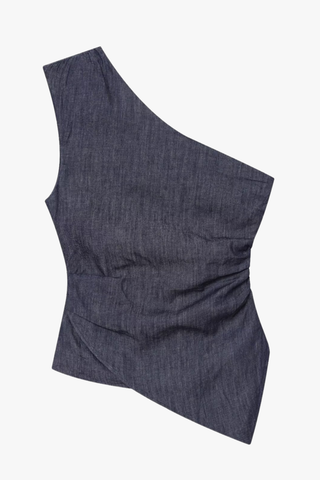 Draped One-Shoulder Top with Wide-Leg Pants Set