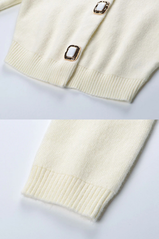 Soft Knit Button-Detail Cropped Cardigan