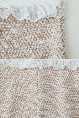 Textured Tweed Lace Trim Sleeveless Crop Top & Wide Leg Pants Set