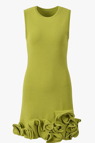 Floral Appliqué Sleeveless Knit Mini Dress