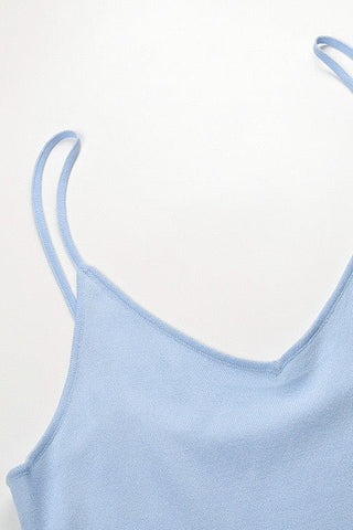 Knit Long Slip Dress with Spaghetti Straps