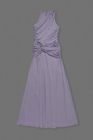 Ruched Twist Waist Sleeveless Long Dress