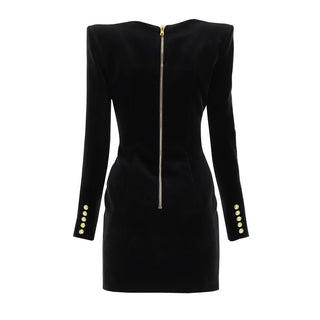 Velvet Wrap Design Long Sleeve Blazer Mini Dress