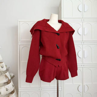 Ribbed Knit Cropped Jacket & High-Waist Shorts Set