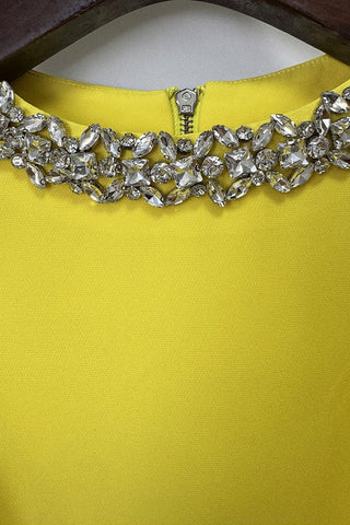 Puff Sleeve Cropped Top & High-Waist Long Skirt Set with Jeweled Details