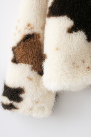 Vintage Pattern Faux Fur Zip-Up Coat