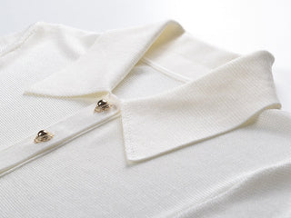 Long Sleeve Ribbed Knit Bodysuit with Collar & Button Front