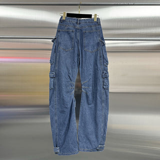 Multi-Pocket Wide Leg Cargo Jeans