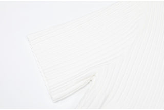 Ribbed Knit Collared V-Neck Short Sleeve Mini Dress with Flared Skirt