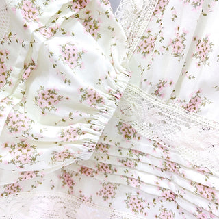 Floral Lace Trim Balloon Sleeve Blouse