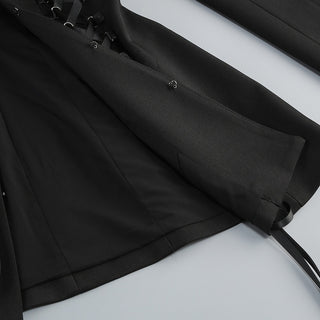 Tailored Structured Blazer with Lace-Up Corset Design