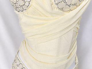 Embellished Corset Top & Draped Long Skirt Set