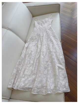 Floral Jacquard Lace Corset Midi Dress
