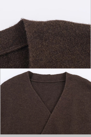 Cozy Belted Knit Cardigan – Wool Blend, Open Front, Long Wide Sleeves