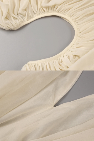 Draped Chiffon V-Neck Asymmetric Top with Batwing Sleeves