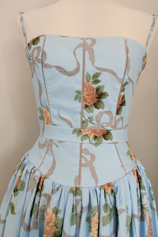 Vintage Garden Inspired Floral Corset Maxi Dress