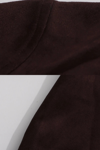 Cropped Faux Suede Jacket with Belt & Cuff Buckles