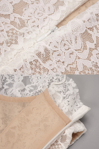 Sleeveless High Neck Lace & Draped Satin Rosette Long Dress