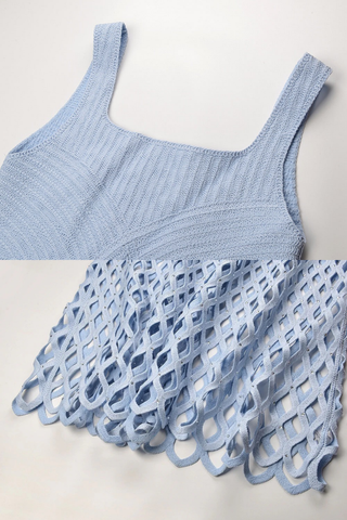 Embellished Sleeveless Open-Knit Midi Dress