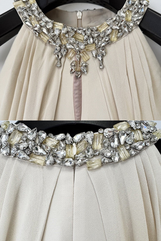 Crystal Embellished Halter Neck Draped Cold Shoulder Mermaid Long Dress