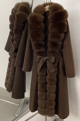 Luxury Fur-Trim Long Wool Coat – Classic Tailored Fit