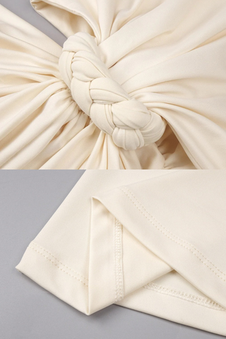 Luxe Halter Neck Cut-Out Long Dress with Draped Knot Detail