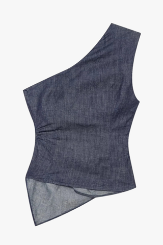 Draped One-Shoulder Top with Wide-Leg Pants Set