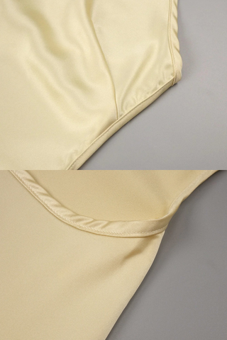 Satin Halter Long Dress with Crystal Open Back Detail