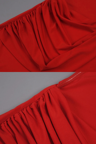 Open Back High Neck Long Evening Dress with Draped Detail
