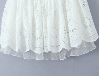 Eyelet Embroidered Halter Mini Dress