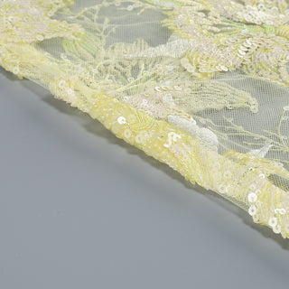 Elegant Strapless Floral Lace Embroidered Long Dress with Sequin Detail