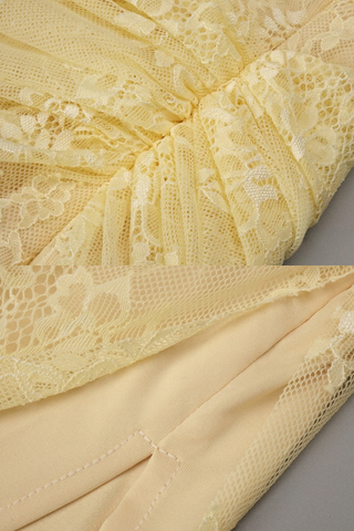 One-Shoulder Lace Long Dress with Sculpted Corset Fit