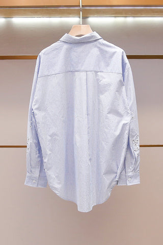 Coastal Embroidered Stripe Shirt & Shorts Set