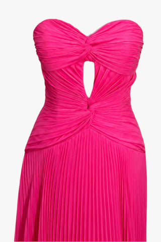 Twisted Cut-Out Pleated Chiffon Long Dress