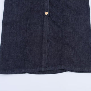 Button Front Denim Midi Dress with Adjustable Straps