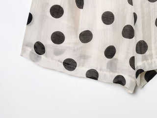 Elegant Polka Dot Halter Top & High-Waisted Shorts Linen Blend Set