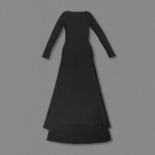 Stretch Jersey Open-Back Draped Long Dress