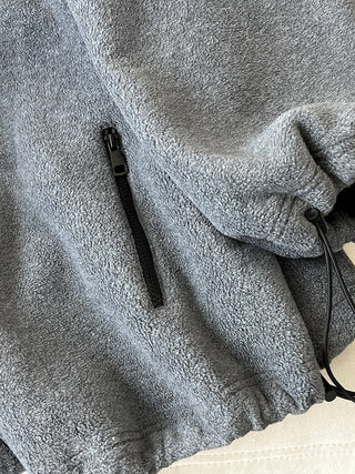 Oversized Zip-Up Fleece Jacket with High Neck & Adjustable Hem