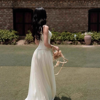 Corset Long Dress with Flowing Chiffon Skirt