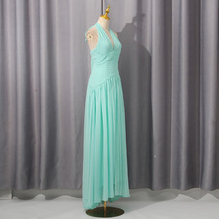 Pleated Halter Chiffon Long Dress