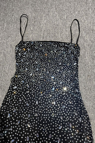 Crystal Embellished Backless Evening Mesh Long Dress
