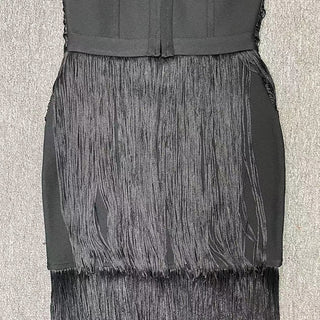 Fringe Halter Neck Bandage Long Evening Dress