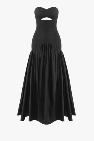 Corset Bodice Long Dress with Structured Fit & Flared Skirt