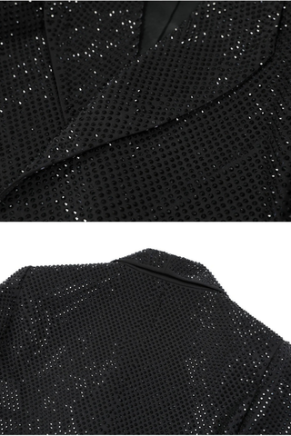 Crystal Embellished Cropped Blazer – Long Sleeve Statement Jacket