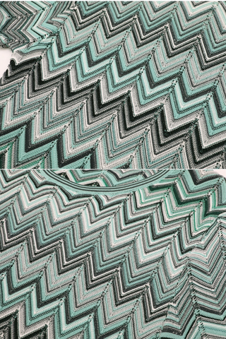 Chevron Knit Short Sleeve Bodycon Long Dress