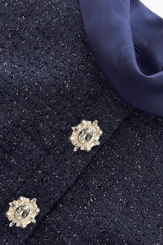 Short Sleeve Tweed Top and Satin Maxi Skirt Set