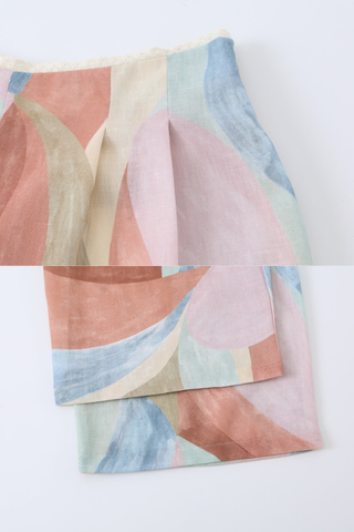 Abstract Print Tie-Strap Sleeveless Peplum Top & Wide Leg Pants Set