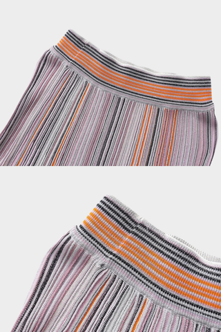 Rib Knit Long-Sleeve Top Paired with Long Skirt Set