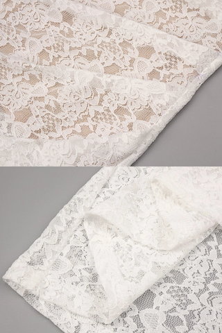 Sleeveless High Neck Lace & Draped Satin Rosette Long Dress